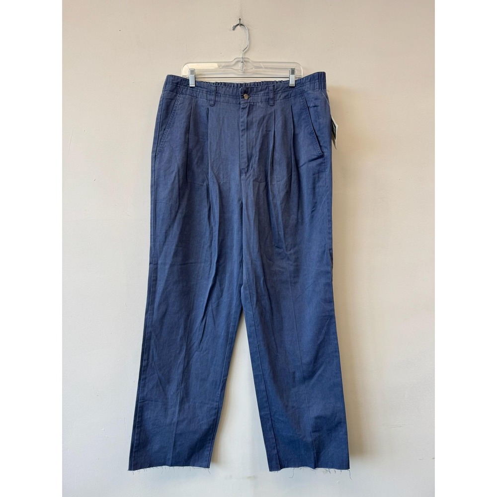 Vintage Eddie Bauer Pants Mens 38x31 Blue Pigment Dyed Chino Elastic Waist 90s